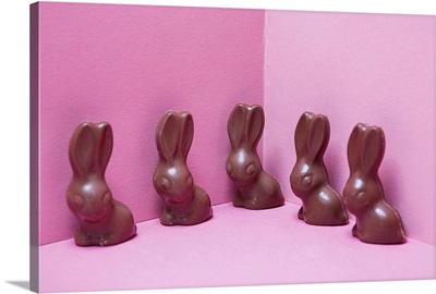 Group of easter chocolate bunnies