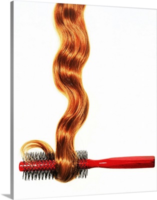 Hair coiling around brush
