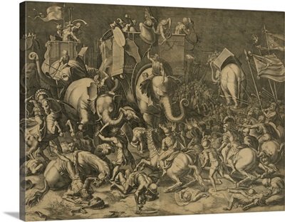 Hannibal's elephants attacking Roman legions