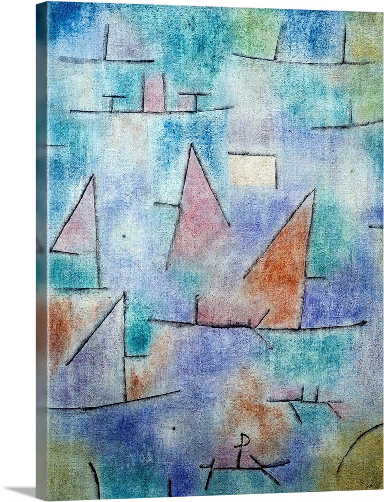 Harbour and sailboats. Painting by Paul Klee (1879-1940) 1937. 80 x 60cm. National Museum of Modern Art, Paris