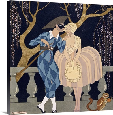Harlequin's Kiss By Georges Barbier