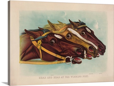 Head And Head At The Winning Post By Currier and Ives