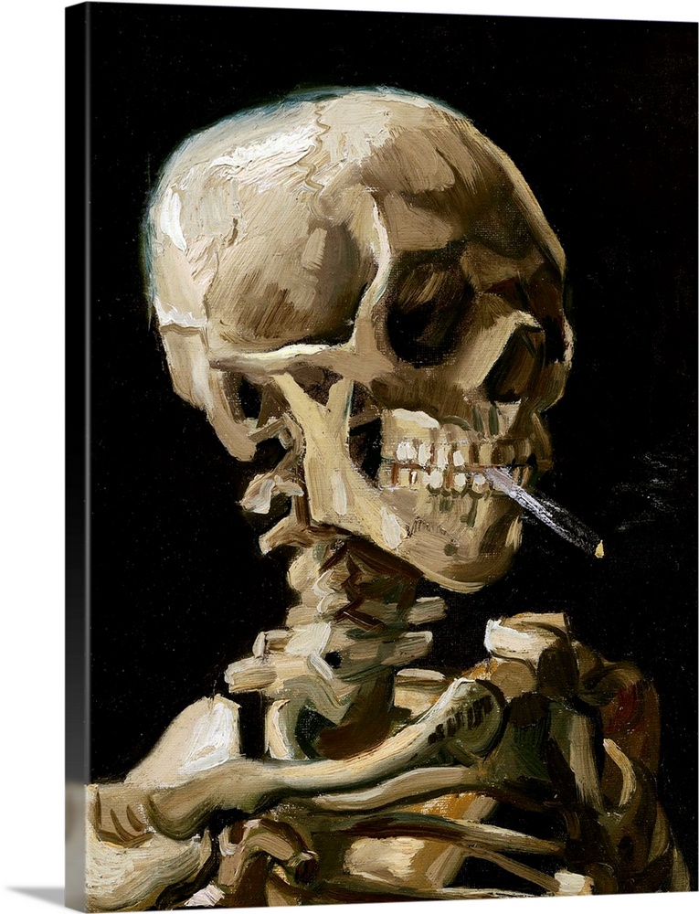 Head Of A Skeleton With A Burning Cigarette By Vincent Van Gogh Stretched  Canvas Print