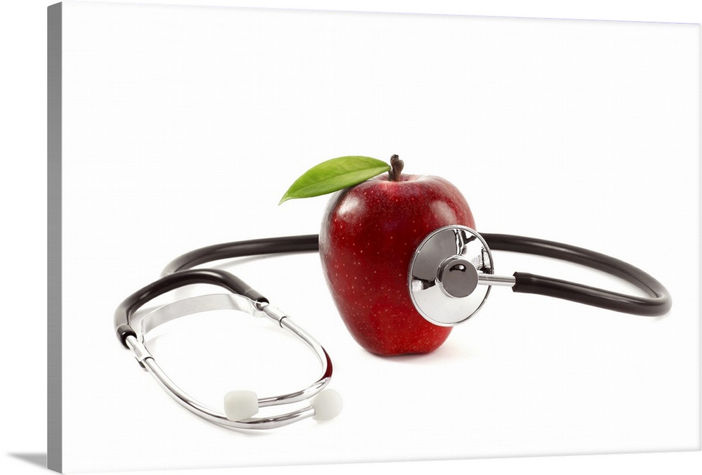 Healthcare concept with apple and stethoscope