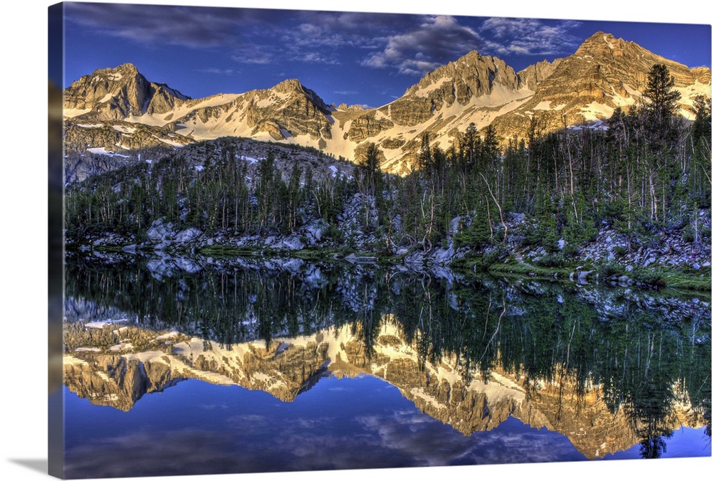 High Sierra crest in Little Lakes Valley reflecting off Chickenfoot Lake