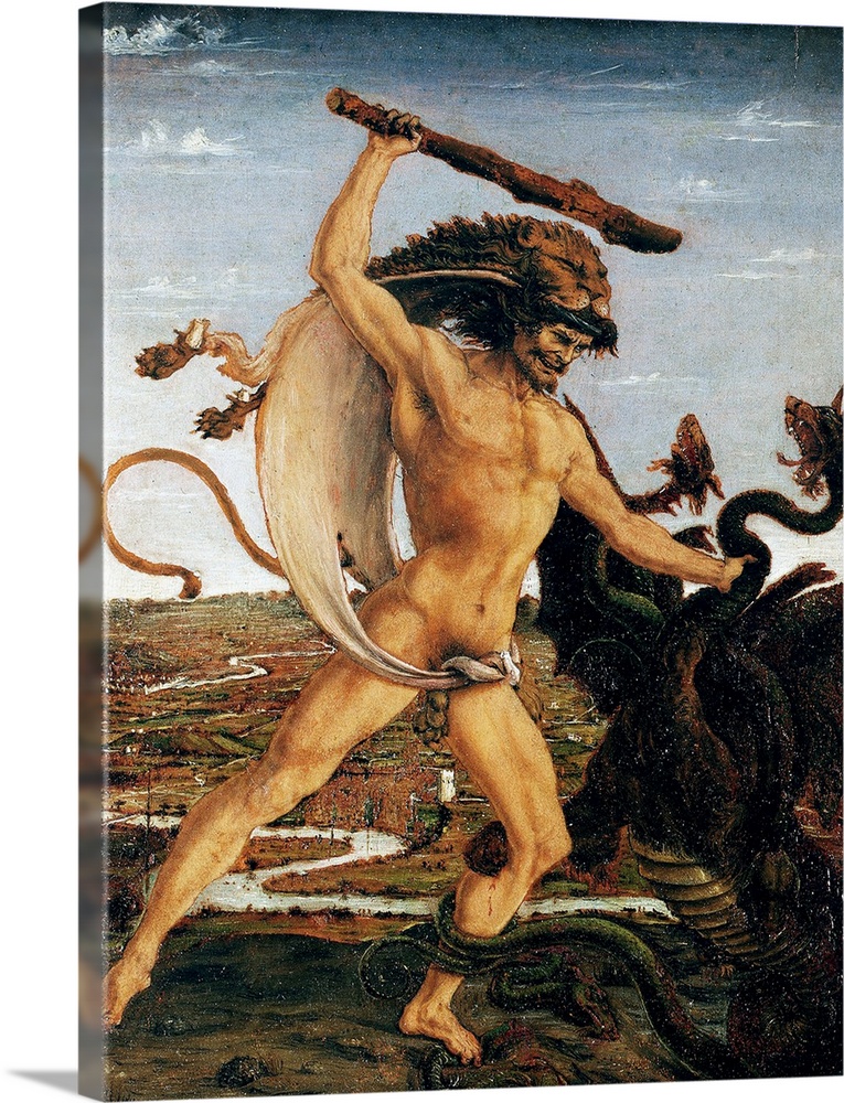Antonio del Pollaiolo (Italian, 1431-1498), Hercules and the Hydra, c. 1475, tempera on panel, 17.5 x 12 cm (6.9 x 4.7 in)...