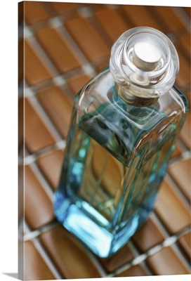High angle view of a perfume bottle