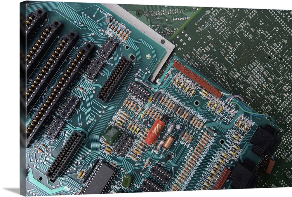 High angle view of mother boards