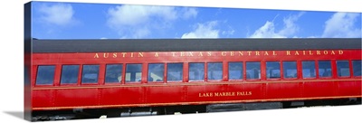Historic red passenger car, Austin