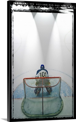 Hockey goalie in crease