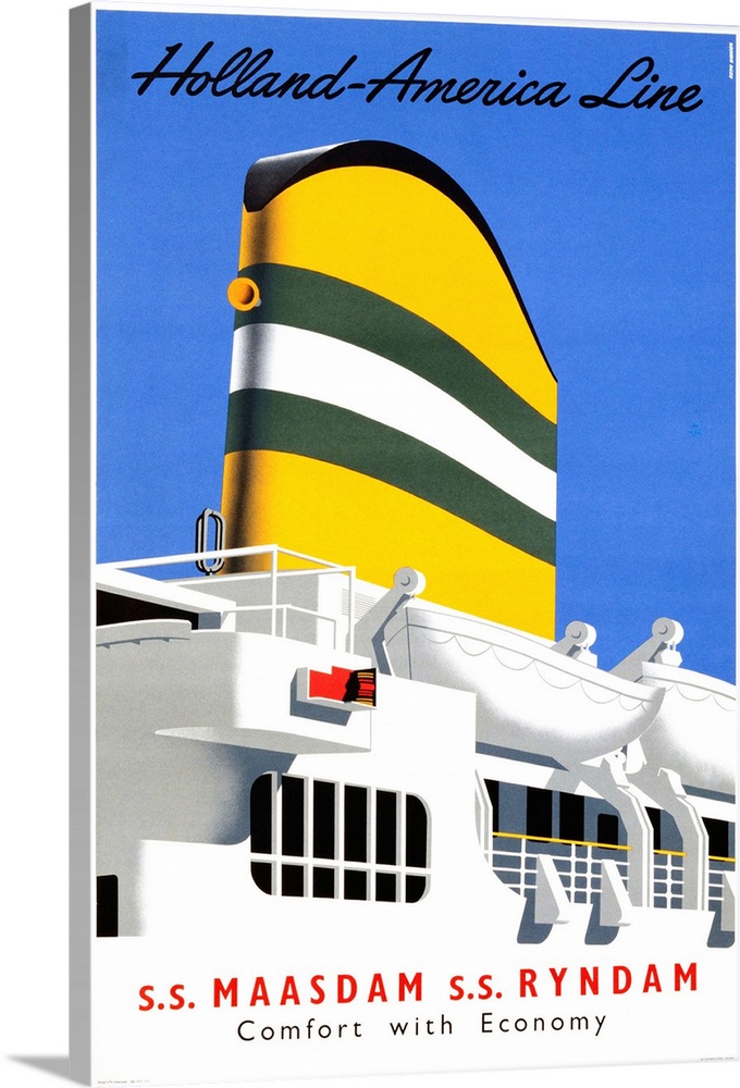 Holland America Line, Comfort With Economy Poster By Reyn Dirksen