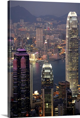 Hong Kong Skyline And Victoria Harbor At Night