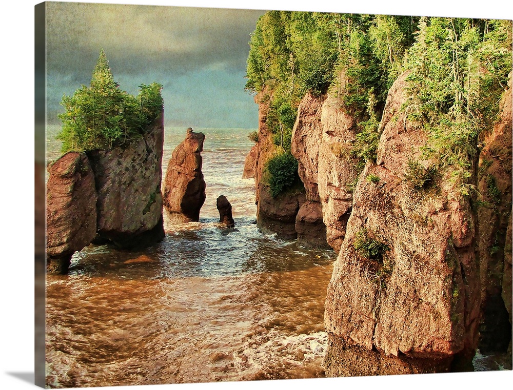 Hopewell Rocks at high tide in The Rocks Provincial Park, New Brunswick, Canada.