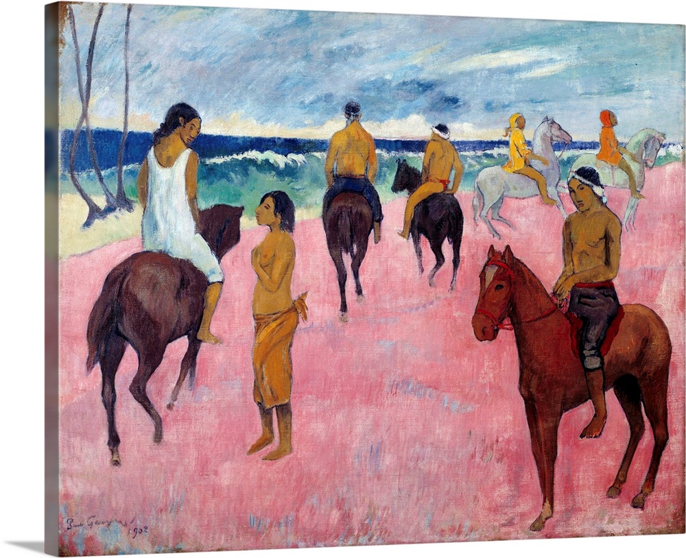 Horsemen on the Beach. Painting by Paul Gauguin (1848-1903) 1902, oil on canvas, Private Collection