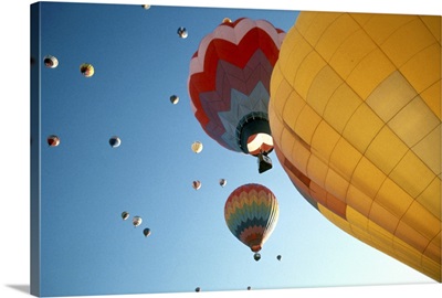 Hot air balloons floating in sky