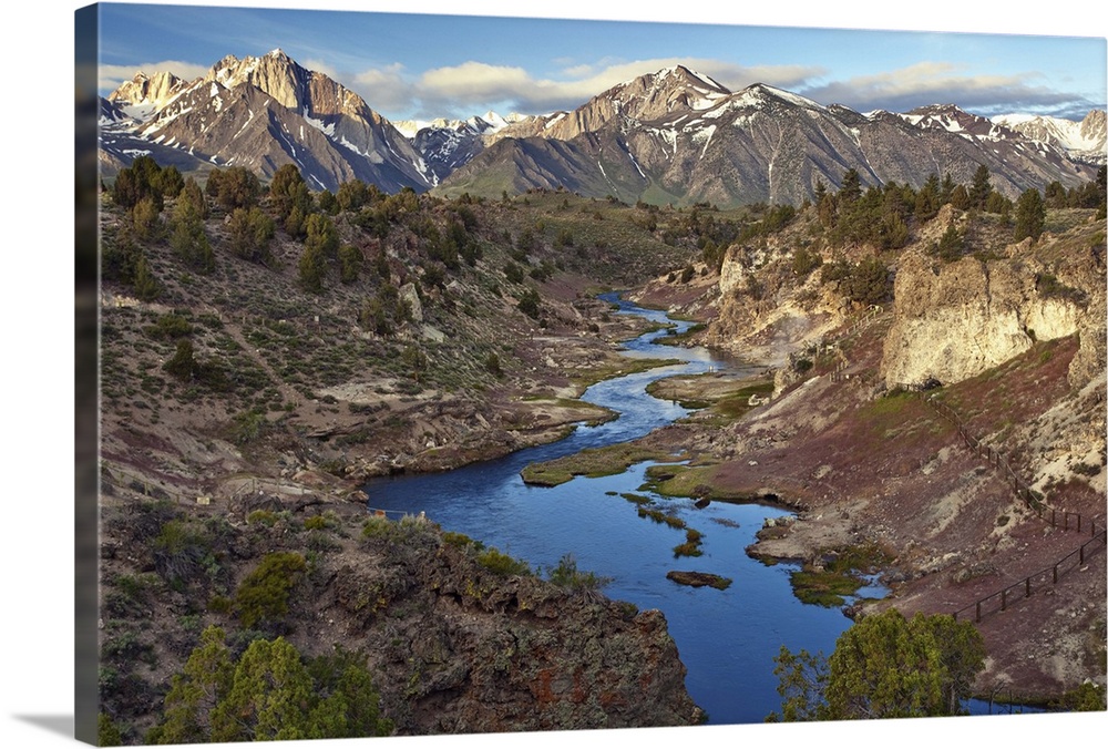 Sunrise scenic shot of  Hot Creek Geothermal Area near Mammoth Lakes.