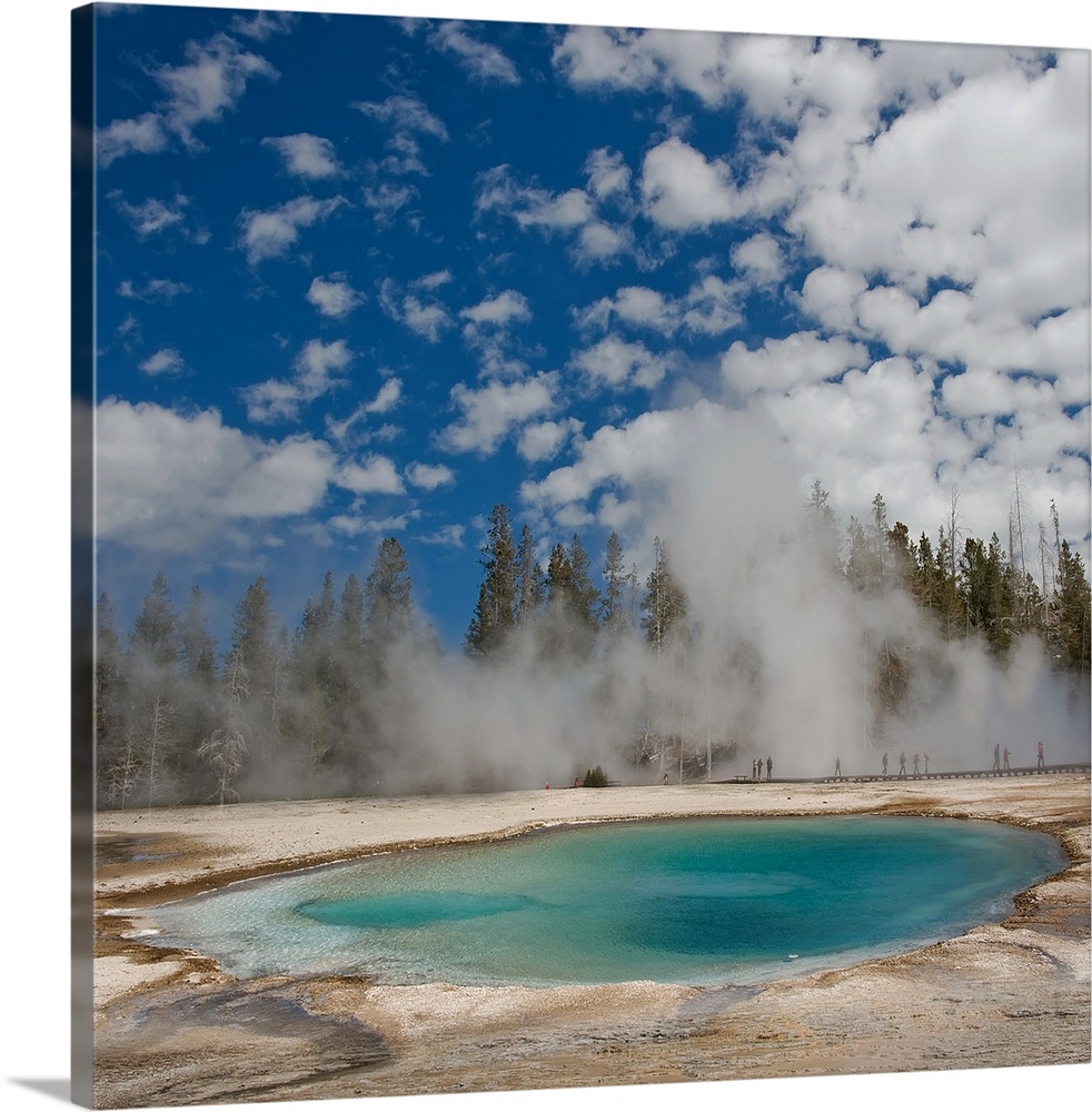 Hot spring in Midway Geyser Basin of Yellowstone National Park, Wyoming. Its temperature ranges between eLabs.