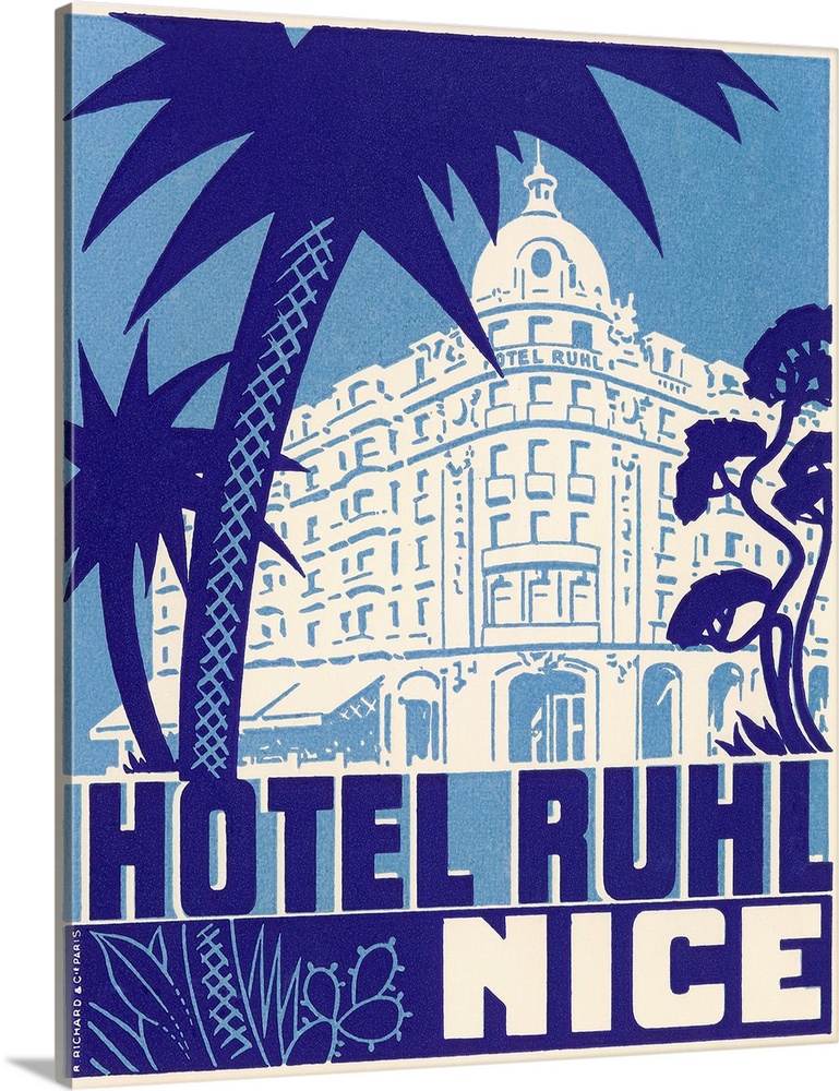Hotel Ruhl Nice Luggage Label Wall Art, Canvas Prints, Framed Prints ...