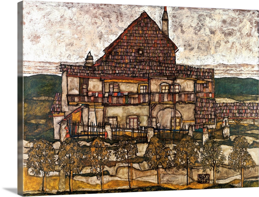 Egon Schiele (Austrian, 1890-1918), House with Shingle Roof (Old House II), 1915, oil on canvas, 110 x 140 cm (43.3 x 55.1...