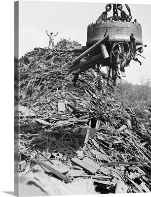 Huge Magnet Picking Up Scrap Metal, Kaiser Steel Plant, Fontana, CA