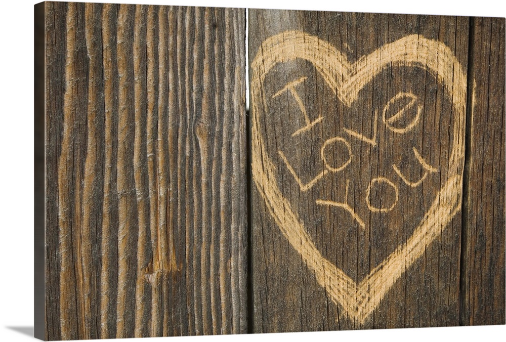 I love you engraved in wood