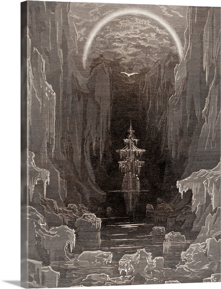Ice Ship, from Samuel Taylor Coleridge's poem The Rime of the Ancient Mariner, engraving by Gustave Dore, 1876.