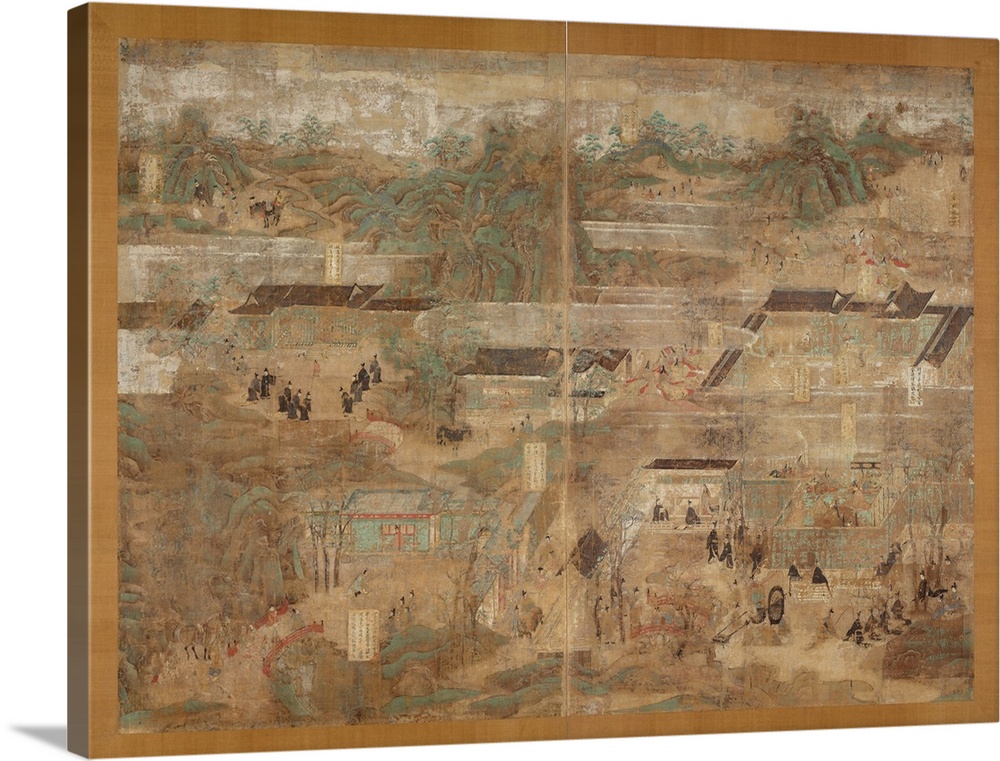 1069. Color on figured silk. 190 x 140 cm (74.80 x 55.12 inches). Tokyo National Museum, Tokyo, Japan. Two (one pair) of t...