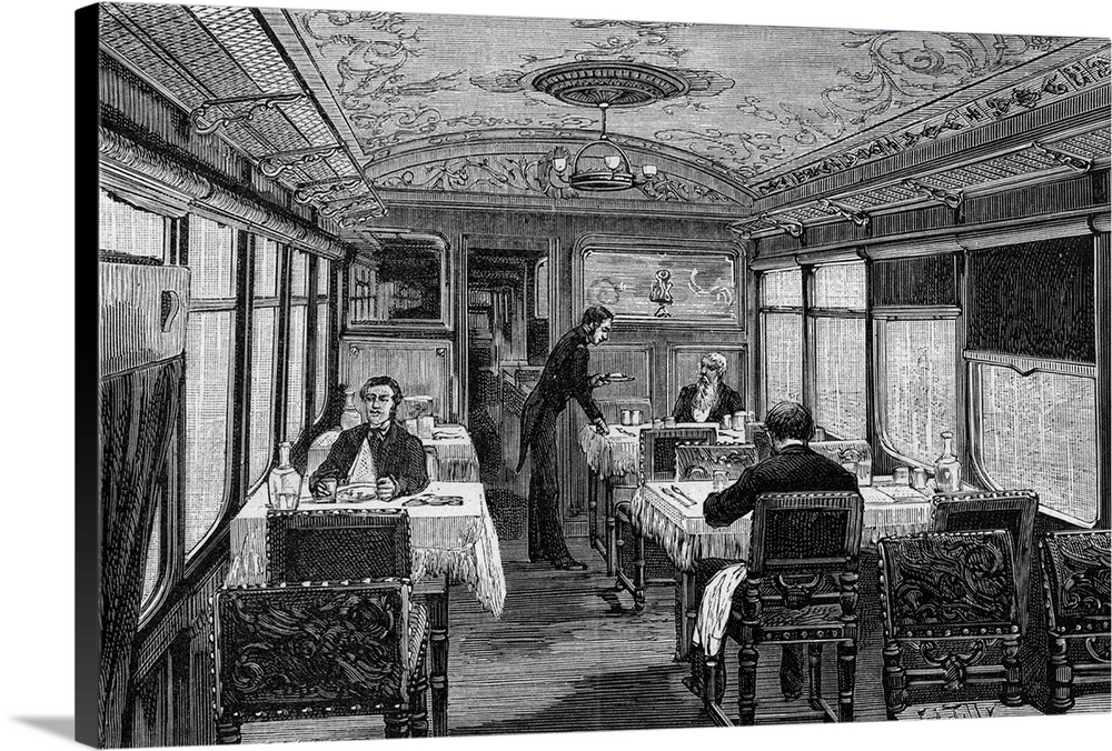 Illustration of a Dining Car on the Orient Express