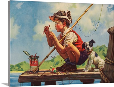 Illustration Of Boy Hooking Bait