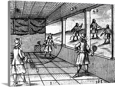 Illustration Of Indoor Tennis From Orbis Sensualium Pictus
