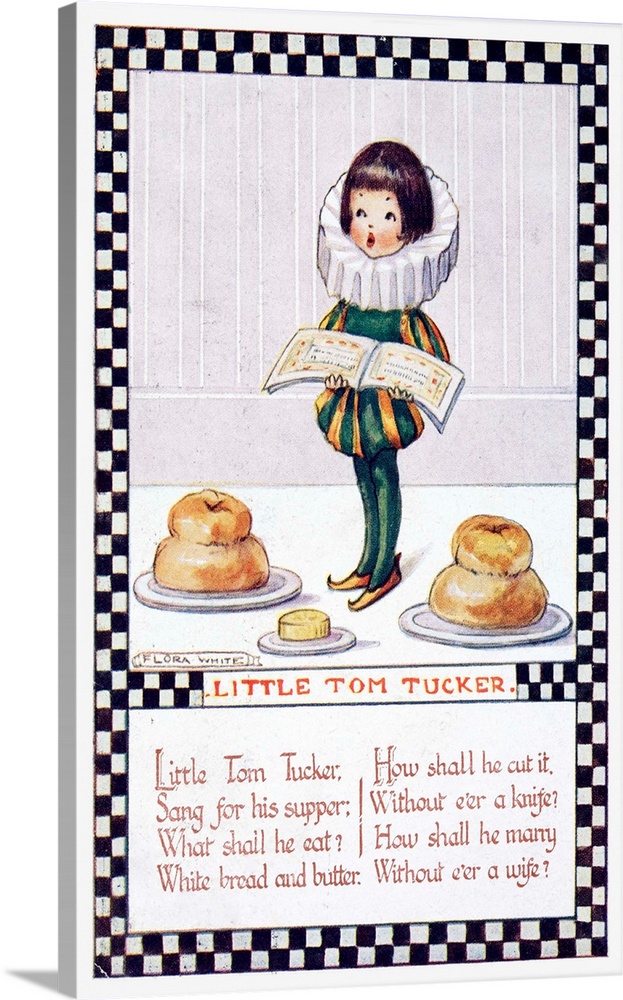 Flora White nursery rhyme card of Little Tom Tucker.