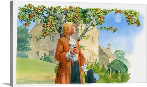 Isaac Newton with an Apple · Creative Fabrica