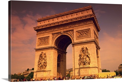 Image of the Arc de Triomphe By Sunset, Low Angle View, Paris, France