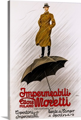 Impermeabili Moretti Umbrella Poster By Leopoldo Metlicovitz