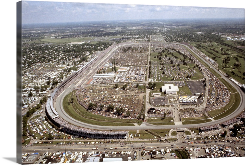 Indianapolis Speedway. Aerial scene of Indy 500 race site at Indianapolis, Indiana.