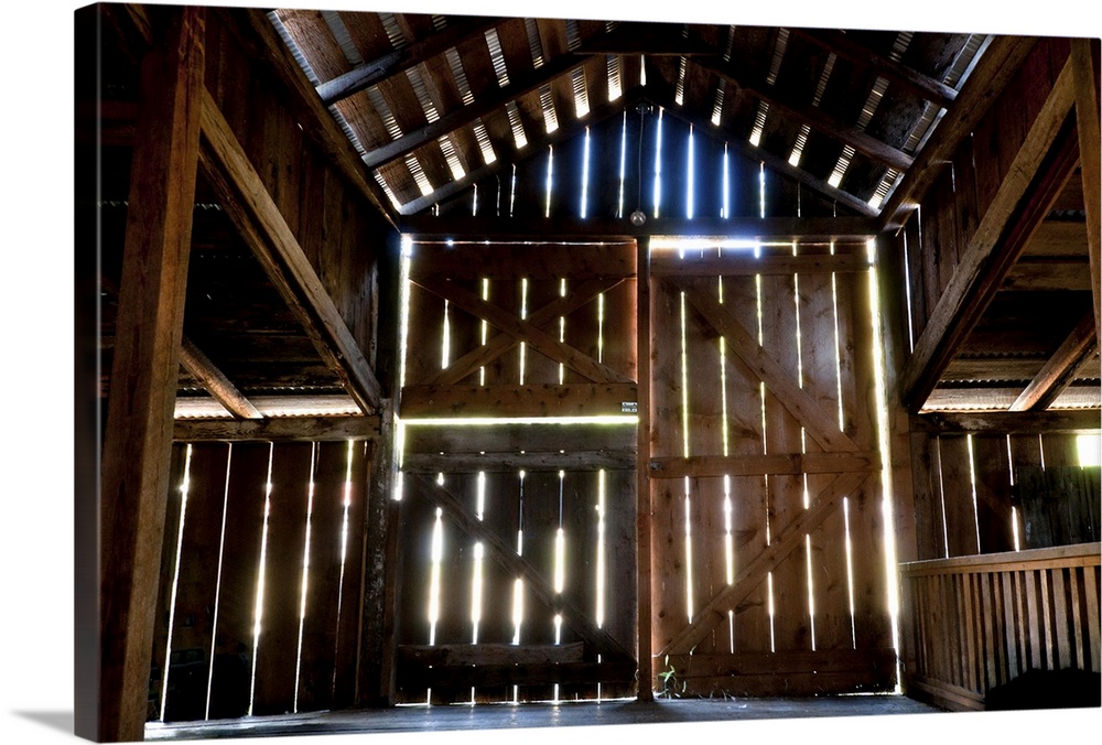 Interior of a wooden barn