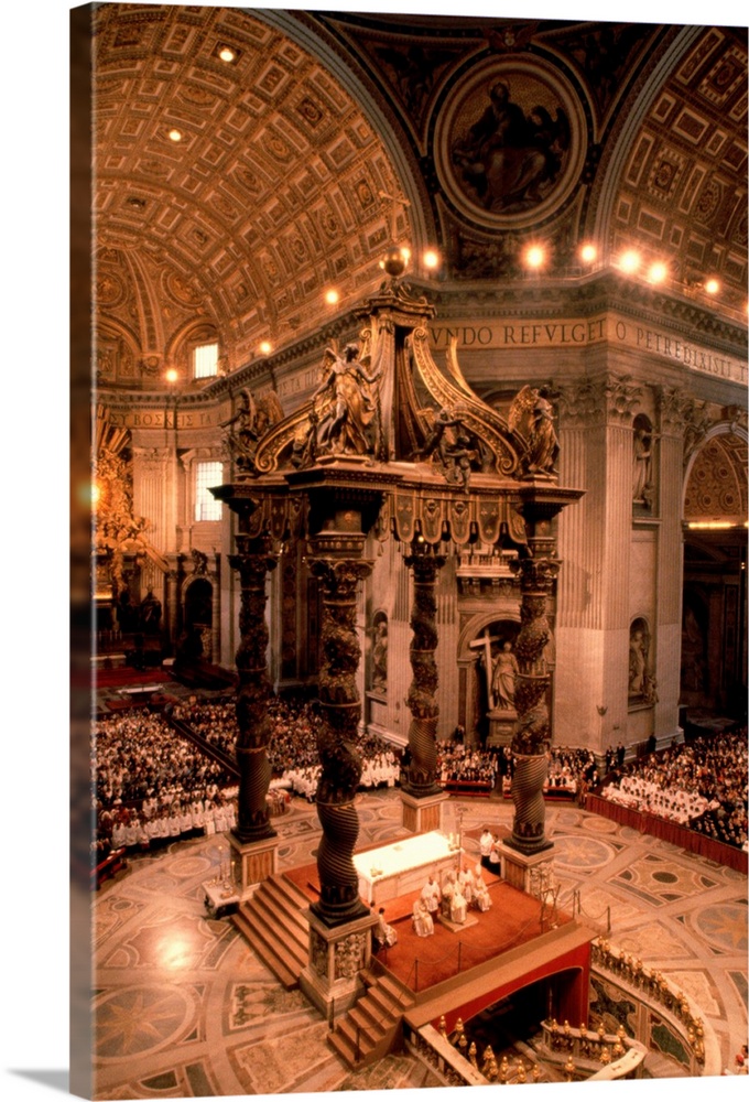 The nave of St Peter's Basilica in the Vatican City.