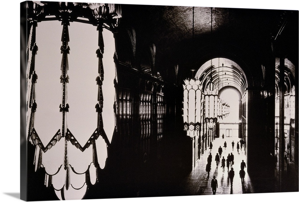 INTERIOR OF THE FISHER BUILDING IN DETROIT IN BLACK AND WHITE