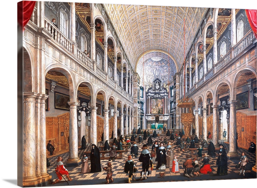Interior of the Jesuit Church in Antwerp, Belgium by Sebastian Vrancx - 1630 - Oil on oakwood. Size: 52 x 71 cm. Kunsthist...