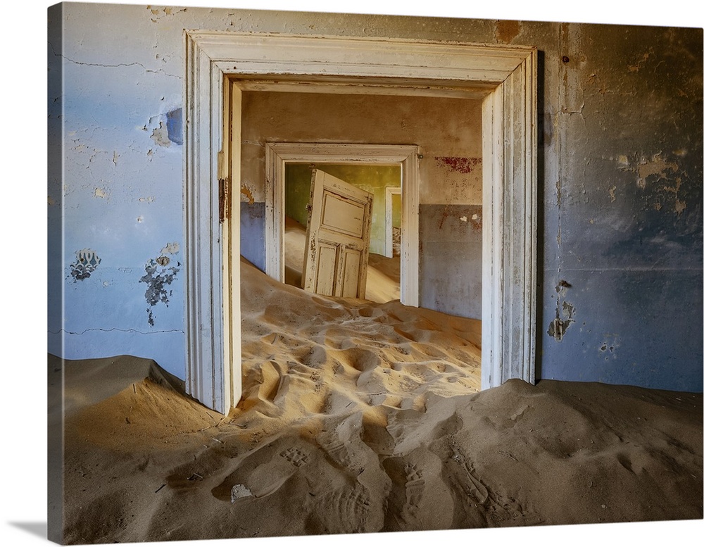 Sand has invaded and taken over these rooms in Kolmanskoppe, Namibia.