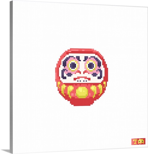 Japanese Daruma Doll Pixel Art Wall Art, Canvas Prints, Framed Prints ...