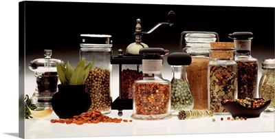 Jars of spices and herbs