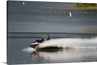 Jet Boat on Lake, Side View