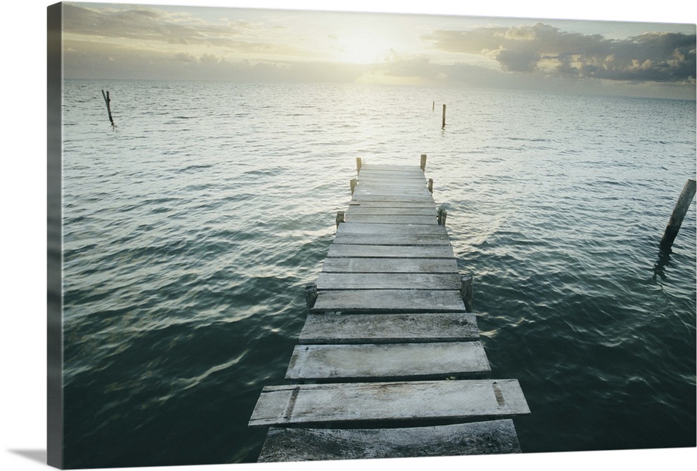 Jetty on sea, sunrise, Belize