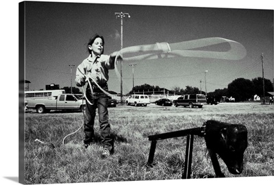 Junior Rodeo, Girl Practicing How To Use Lasso, Texas, USA