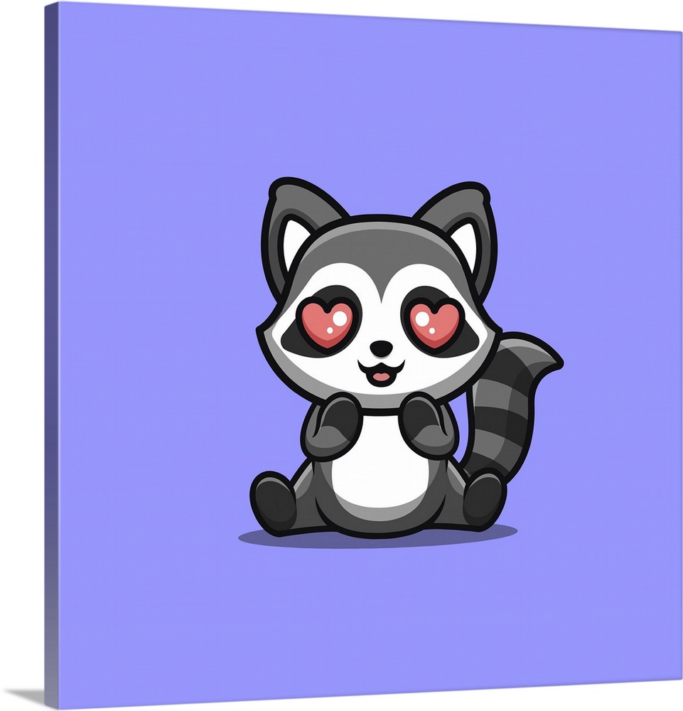 Raccoon sitting shocked. Cute, creative kawaii cartoon mascot.