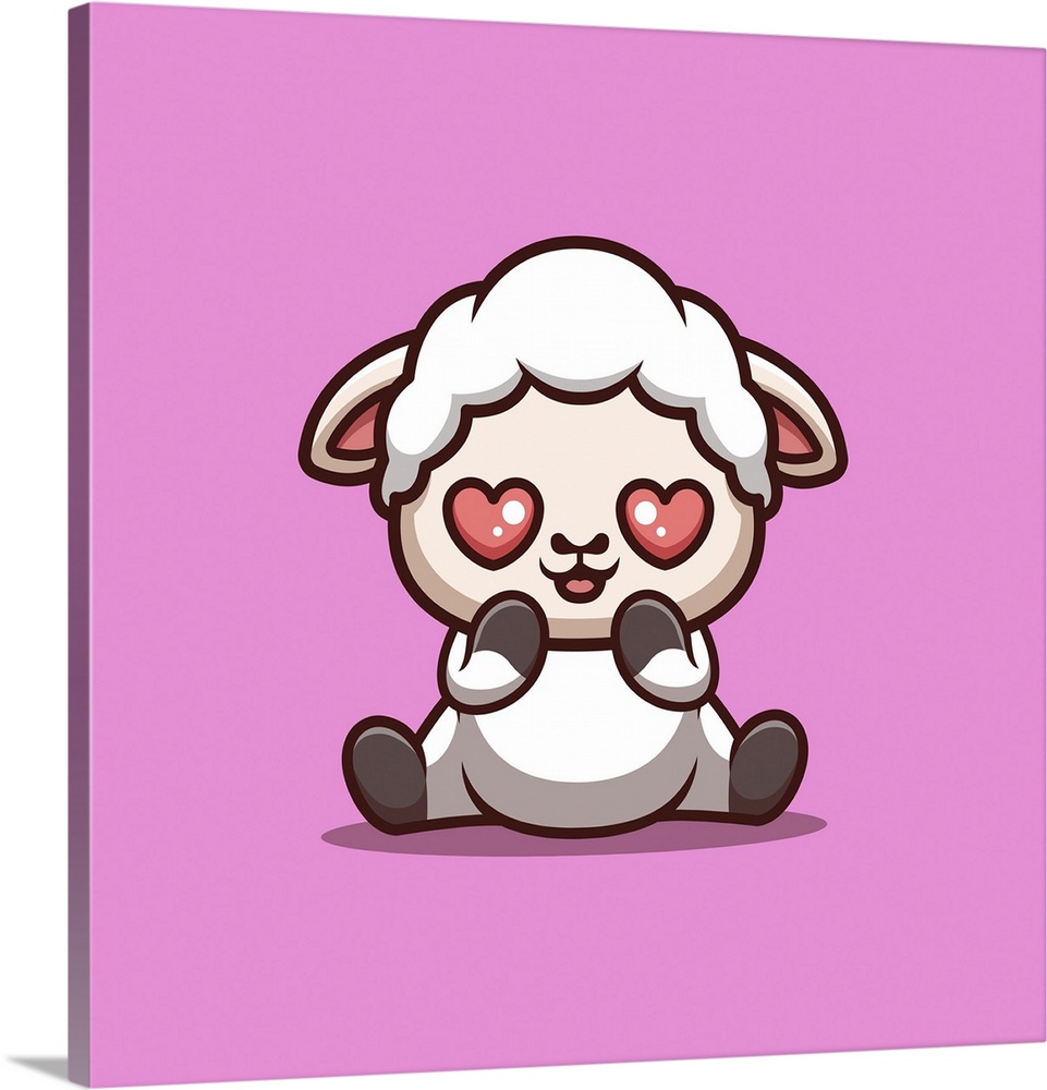 Sheep sitting shocked. Cute, creative kawaii cartoon mascot.