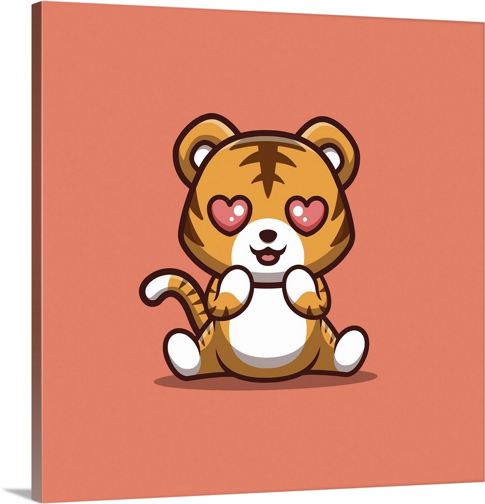 Tiger sitting shocked. Cute, creative kawaii cartoon mascot.
