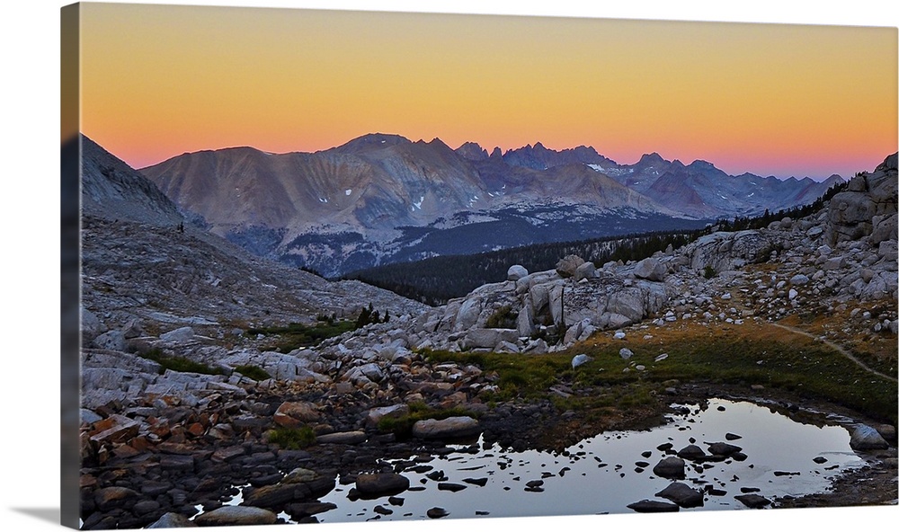 Sunset over Kaweah Range, from Guitar lake, Sequoia National Park.