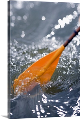 Kayak paddle in turbulent water